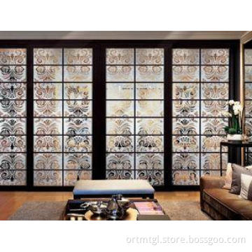 Frosted Interior Decorative Glass Doors / Deep Carved Glass